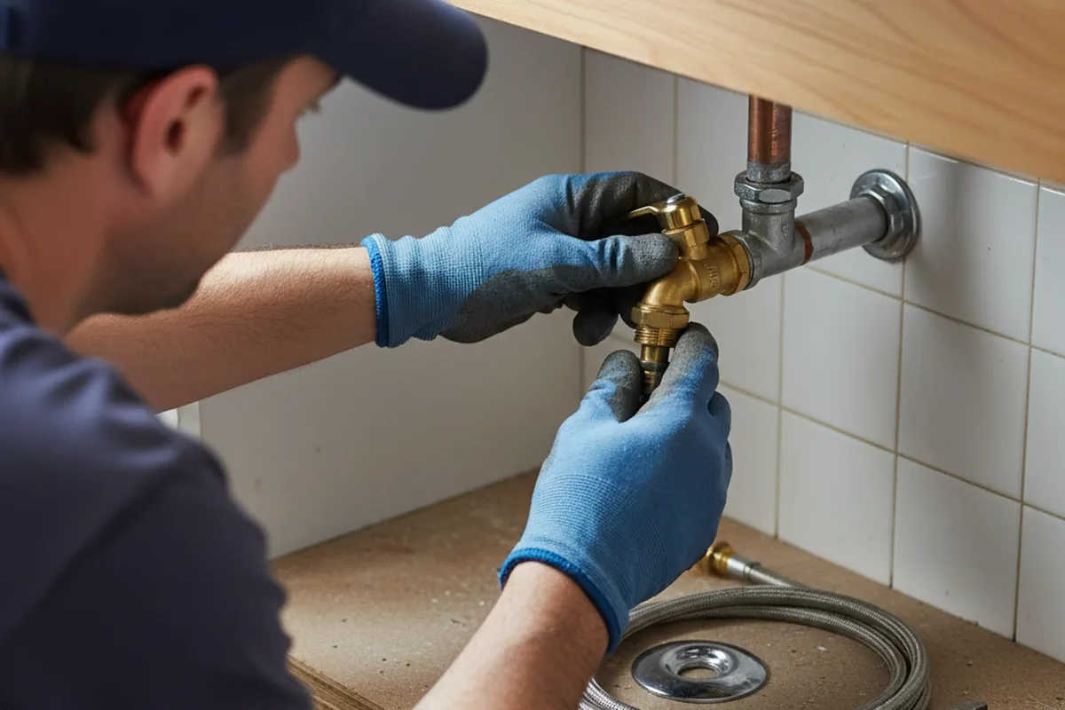 Shutoff valve and fitting work during Emergency Plumbing in Schneider